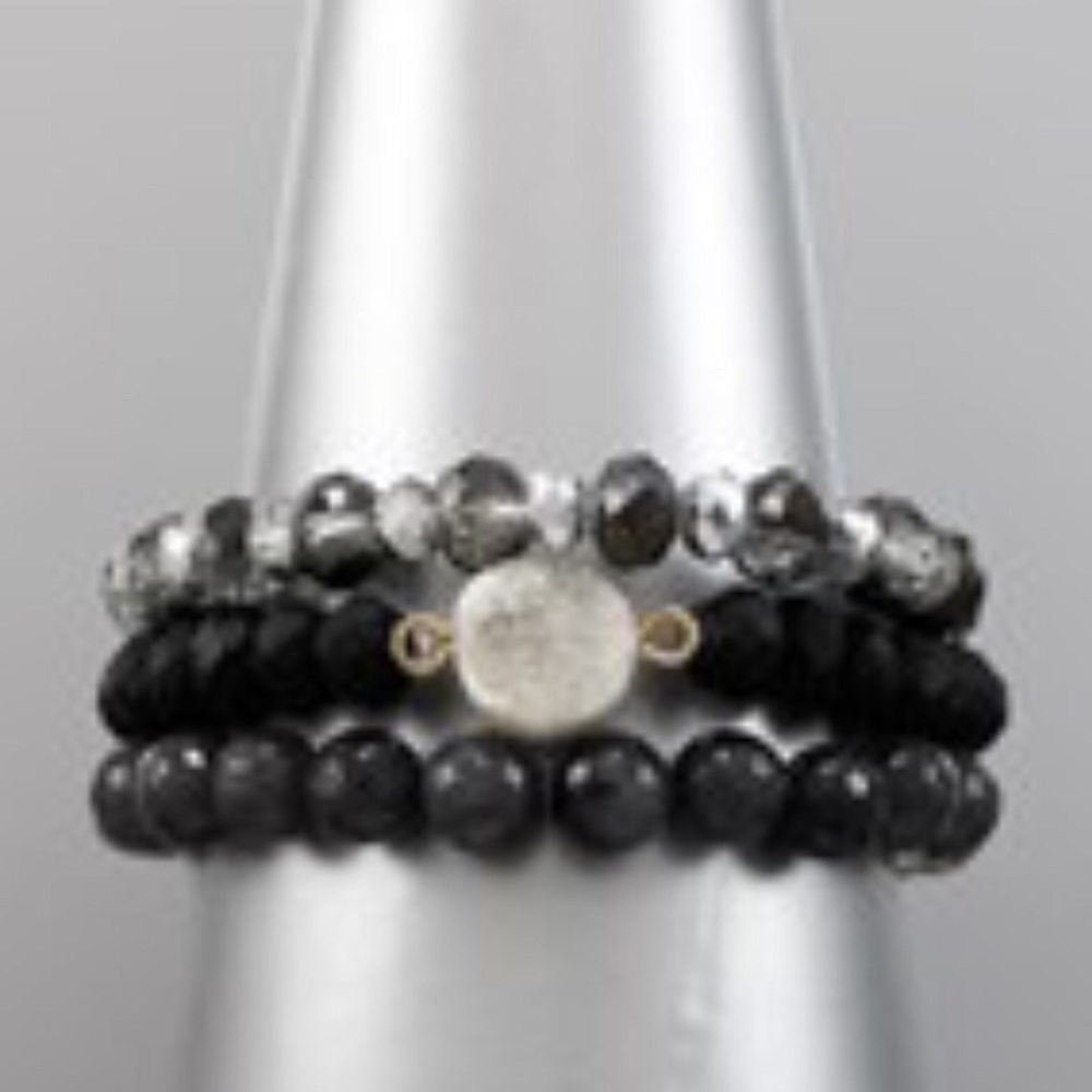 Black Multi Layer Druzy Bracelet
